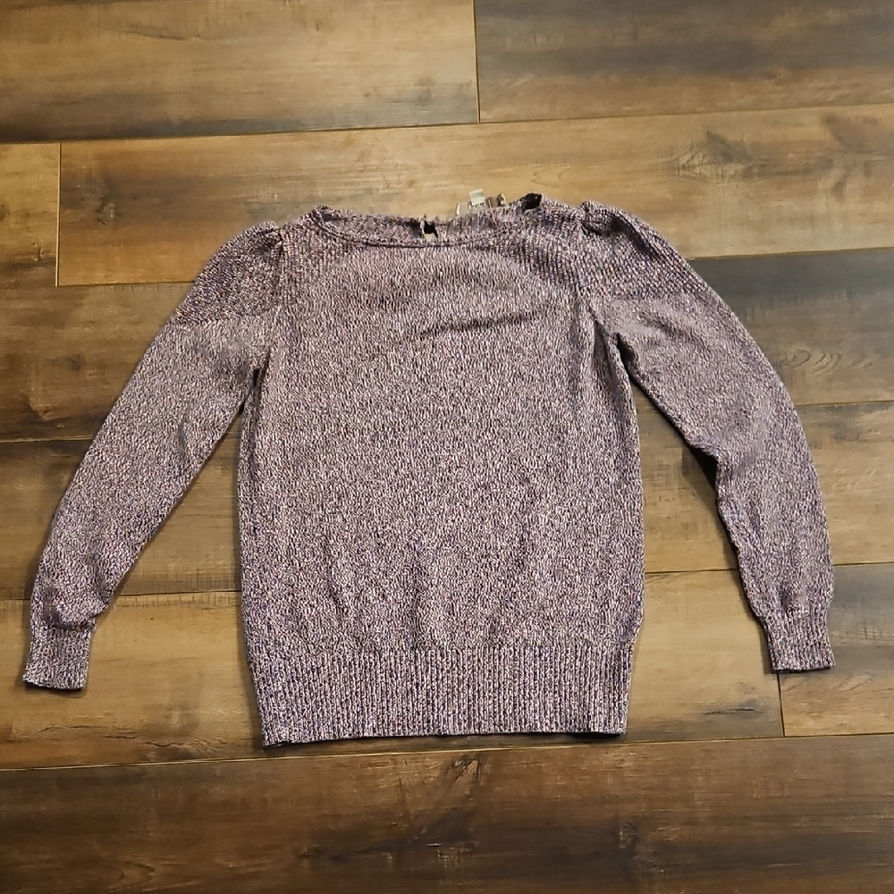 LOFT Purple Off-the-Shoulder Sweater